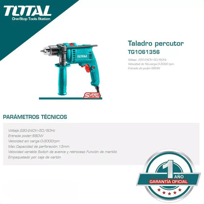 Taladro Industrial Electrico 680W Total Tools