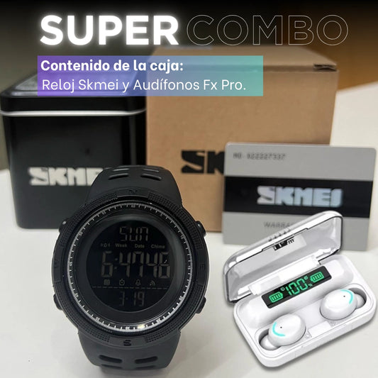 SUPER COMBO 2X1: Reloj Skmei Sports - Audífonos Fx