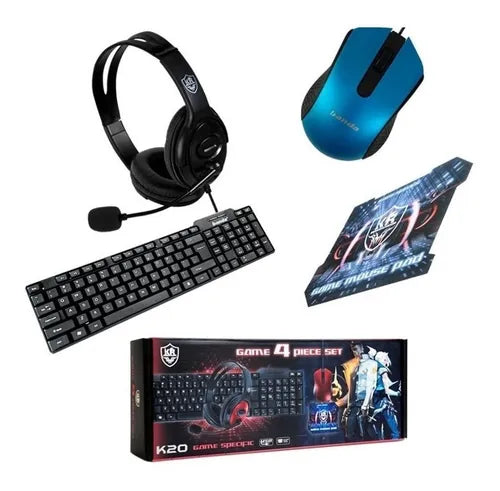 Combo K30: Teclado + Mouse + Audífonos + Pad mouse