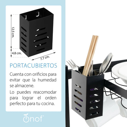 Escurridor y organizador de platos en acero inoxidable 85 cm