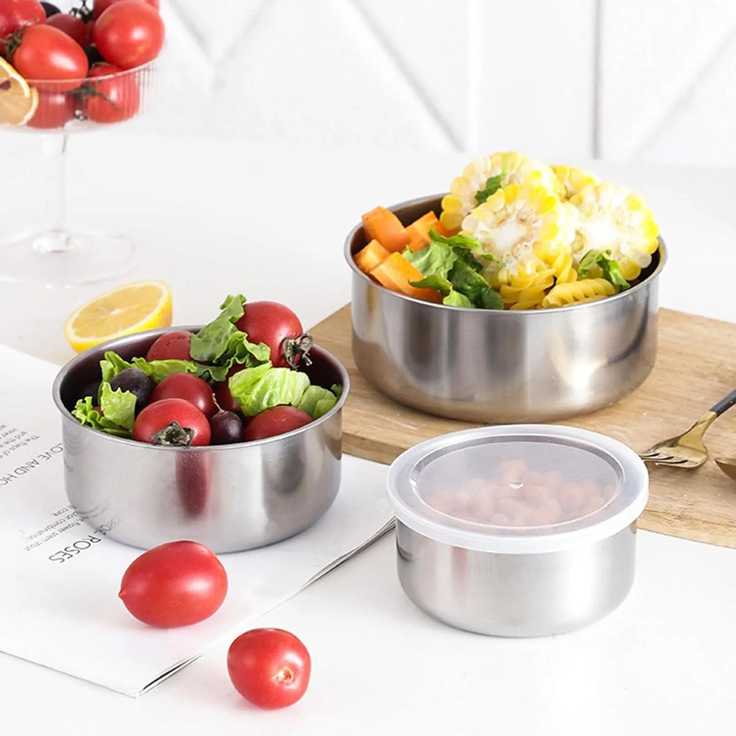 Set x 5 Recipientes De Cocina Con Tapa