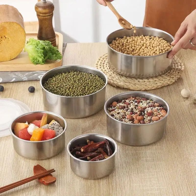 Set x 5 Recipientes De Cocina Con Tapa