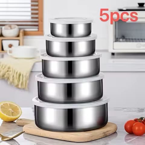 Set x 5 Recipientes De Cocina Con Tapa